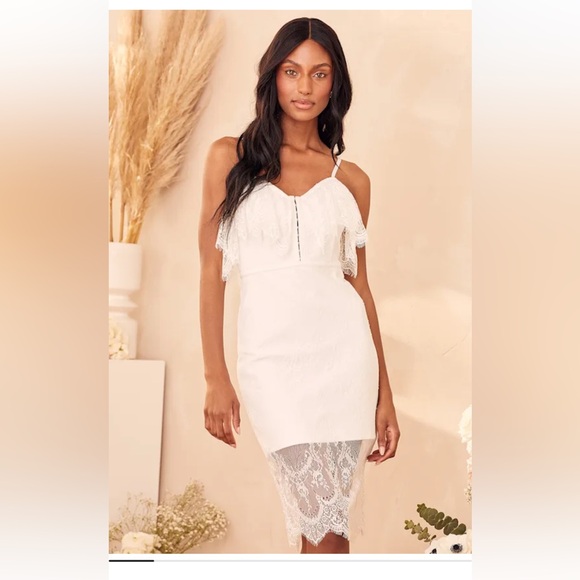 Lulus Dresses & Skirts - NWT Lulus White Lace Bodycon Midi Dress